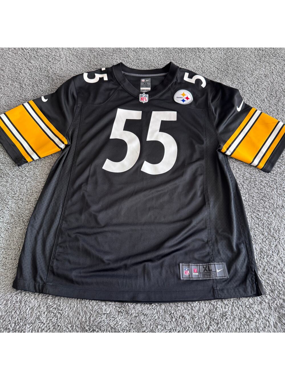 Nike On Field Game NFL Pittsburgh Steelers Devon Bush Black #55 Jersey Men's XL